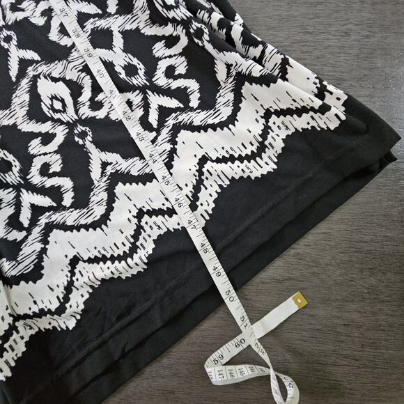 Calessa Womens Size XL Black White Demask Maxi Dress Elastic Waist Dolman Sleeve - Picture 5 of 6